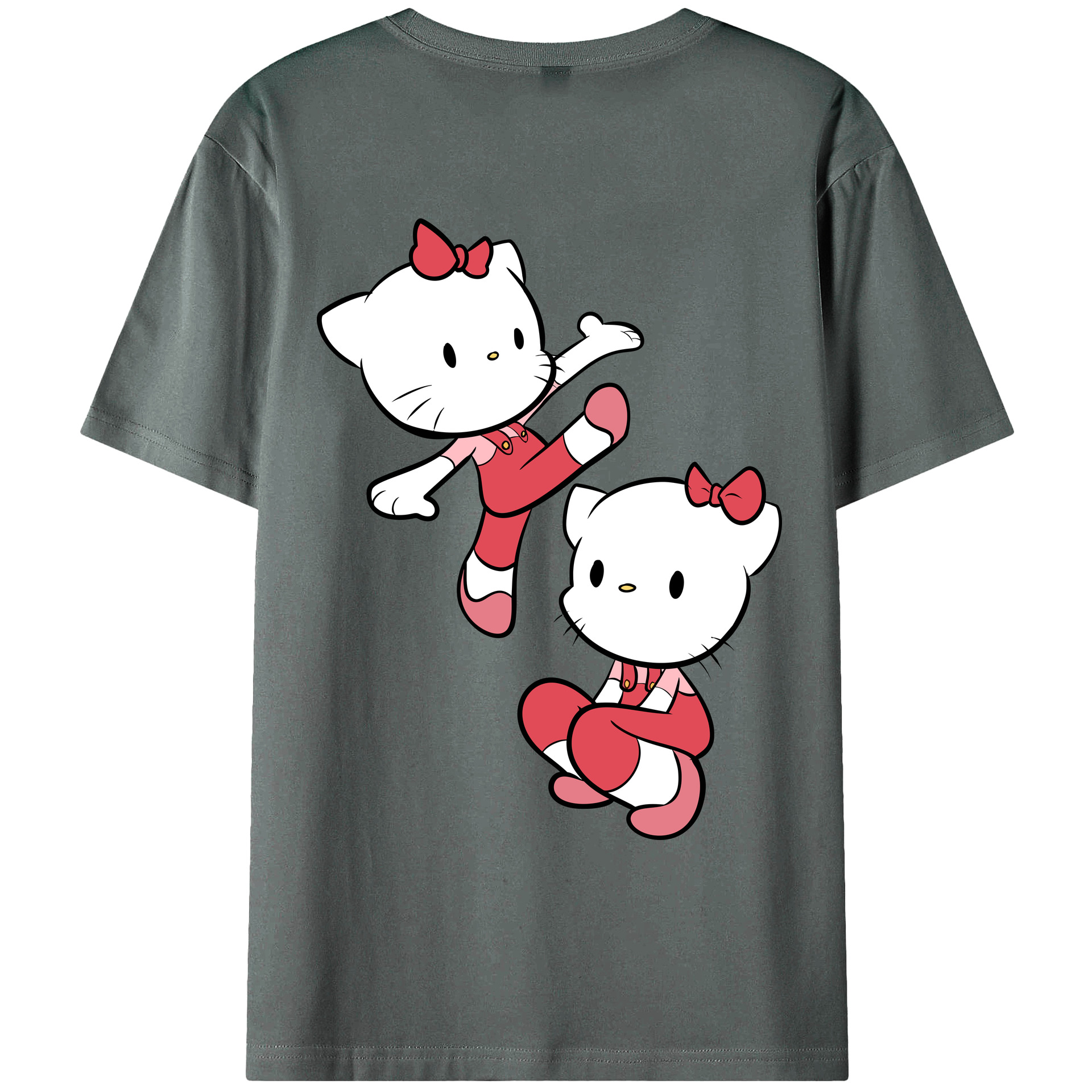 （画像用） Hello Kitty ハローキティ 綿100％ メンズ半袖Tシャツ（バックプリント） 通気性